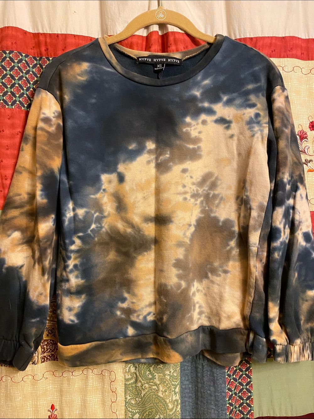 HYFVE Tie-Dye Crewneck Sweatshirt in Navy & Tan